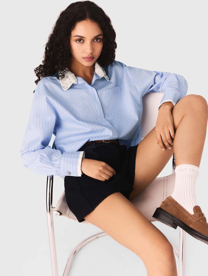 Shirt with removable jewel collar