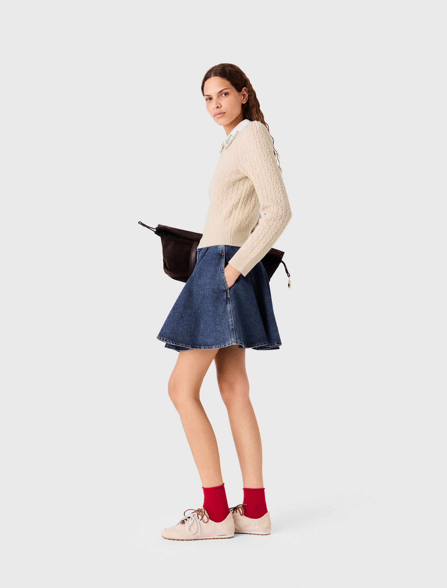 Removable poplin collar jumper