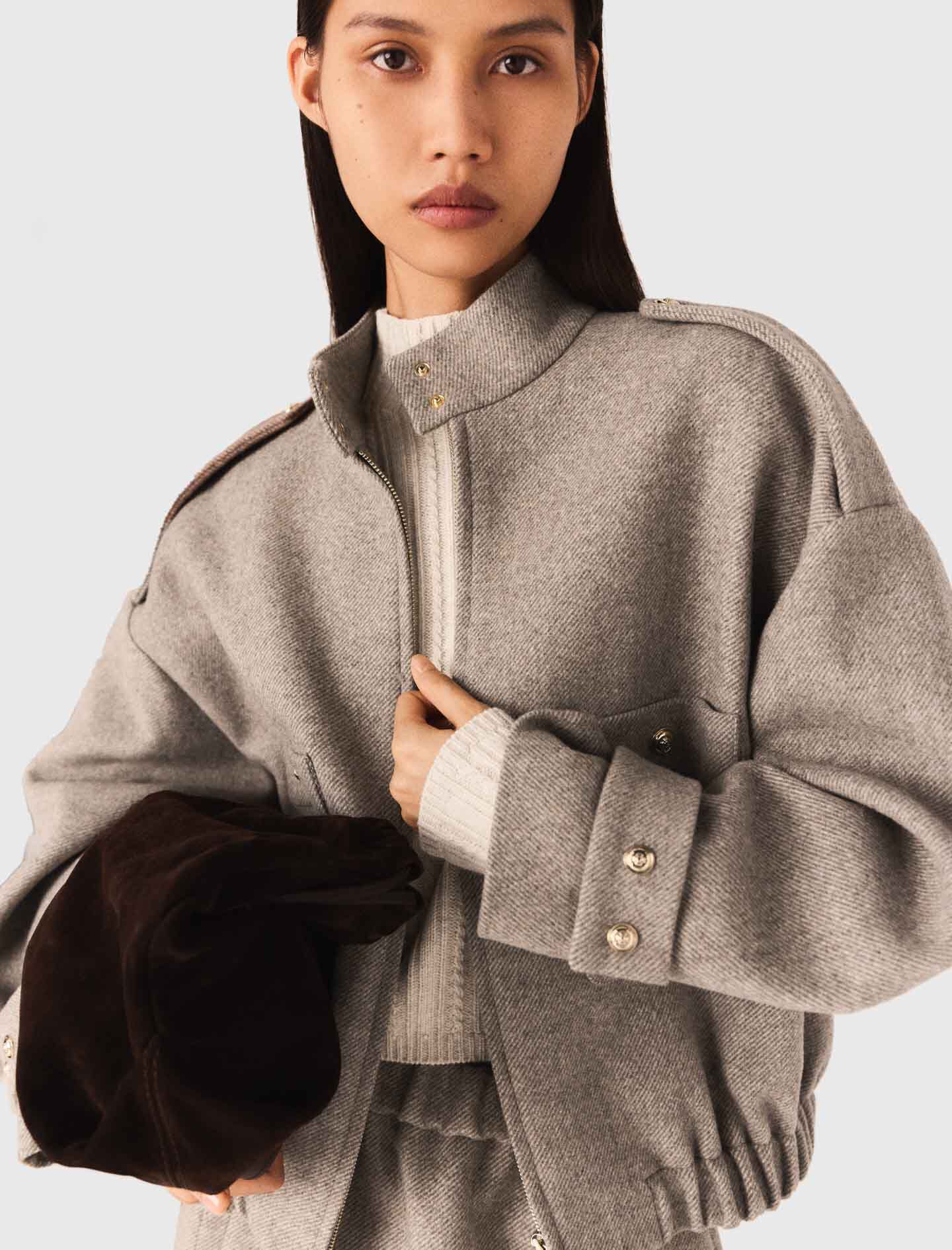 Mixed wool jacket Natural for Women | Maje