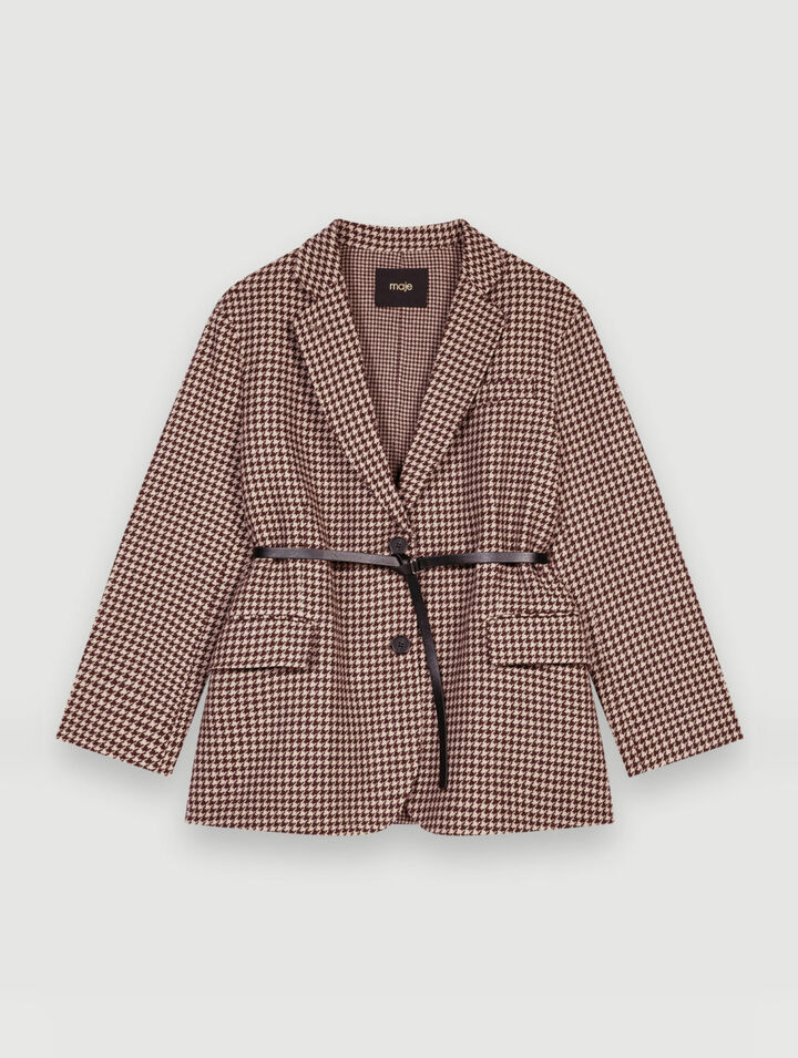 Oversized houndstooth coat