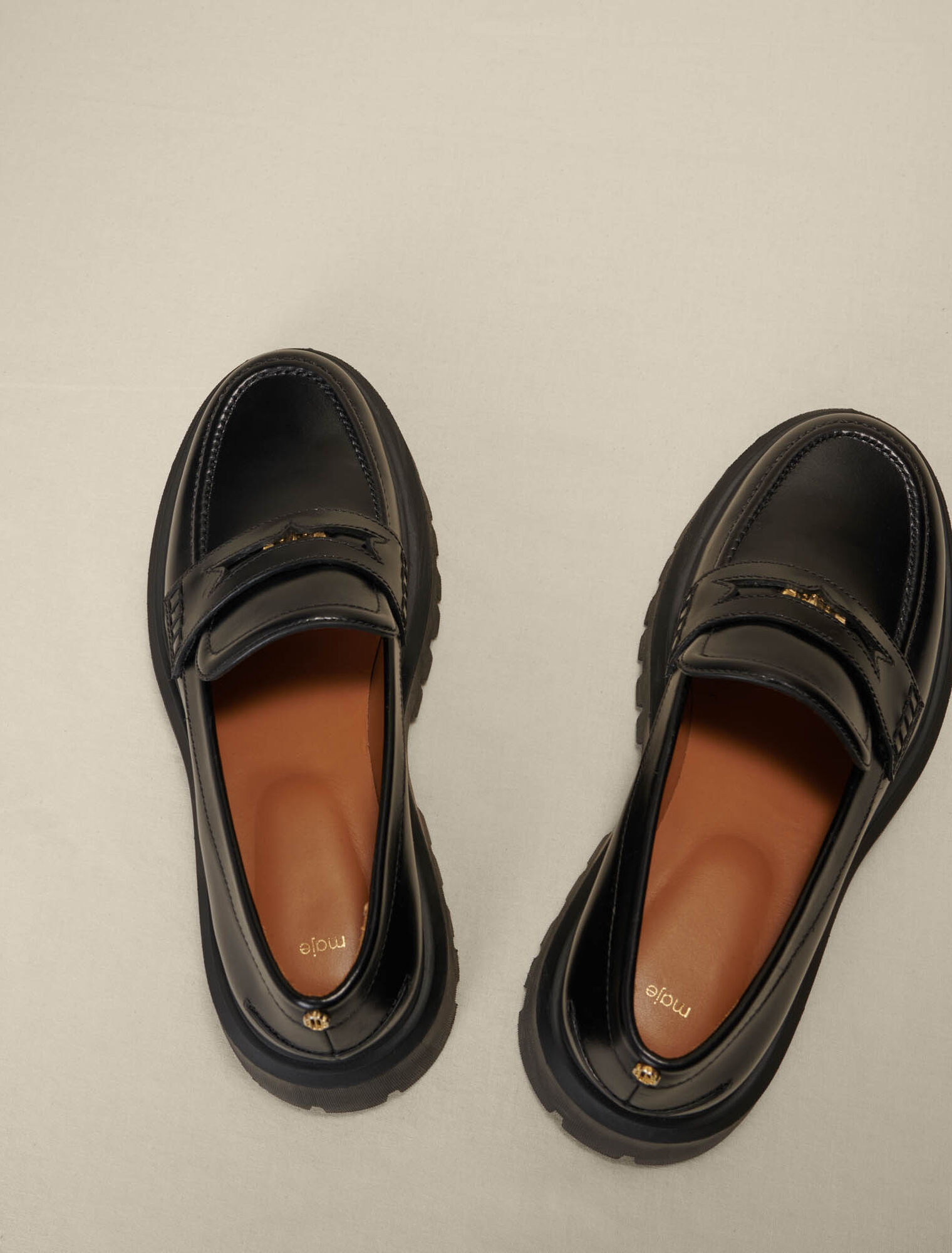 Leather platform loafers
