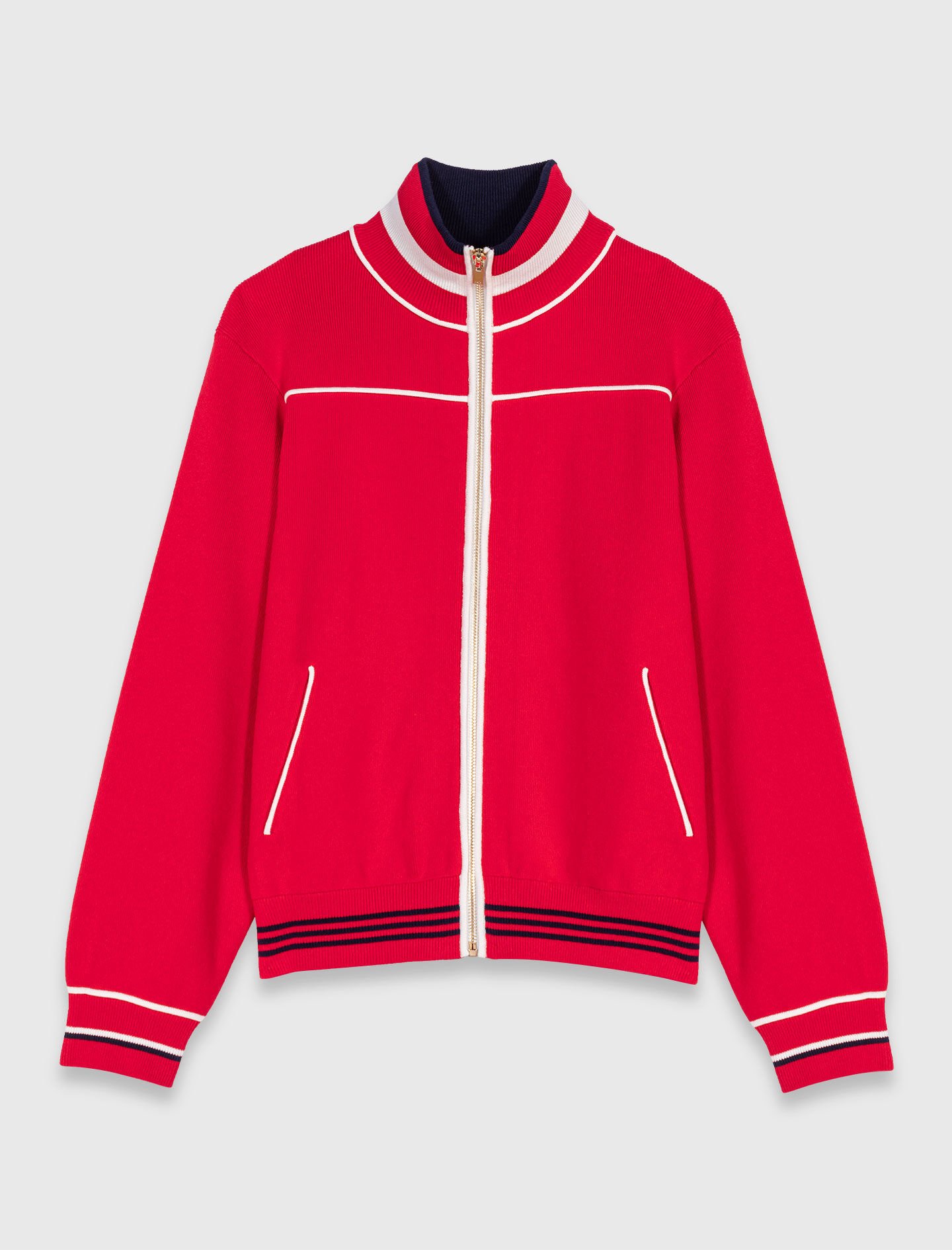 Zipped cardigan with elastic waist Red for Women | Maje