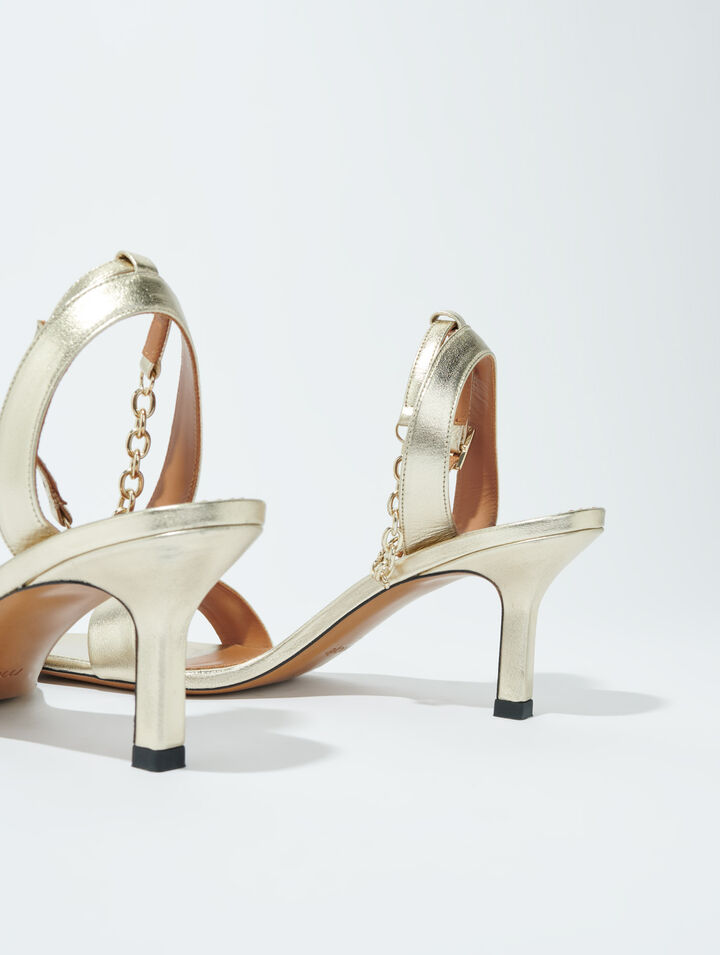 Gold metallic leather sandals