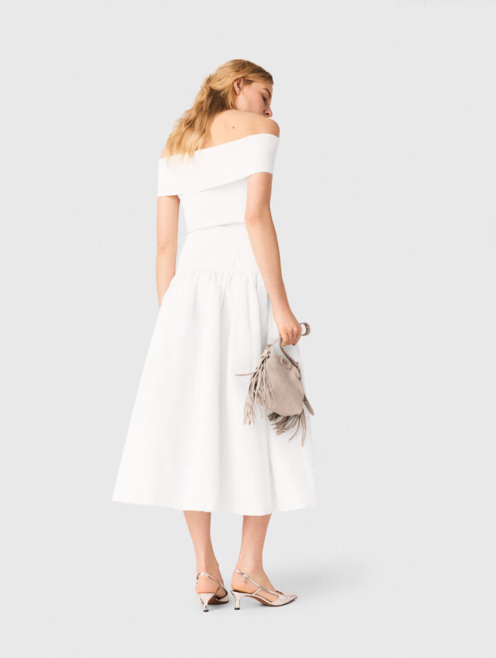 Rib knit bardot-neck top