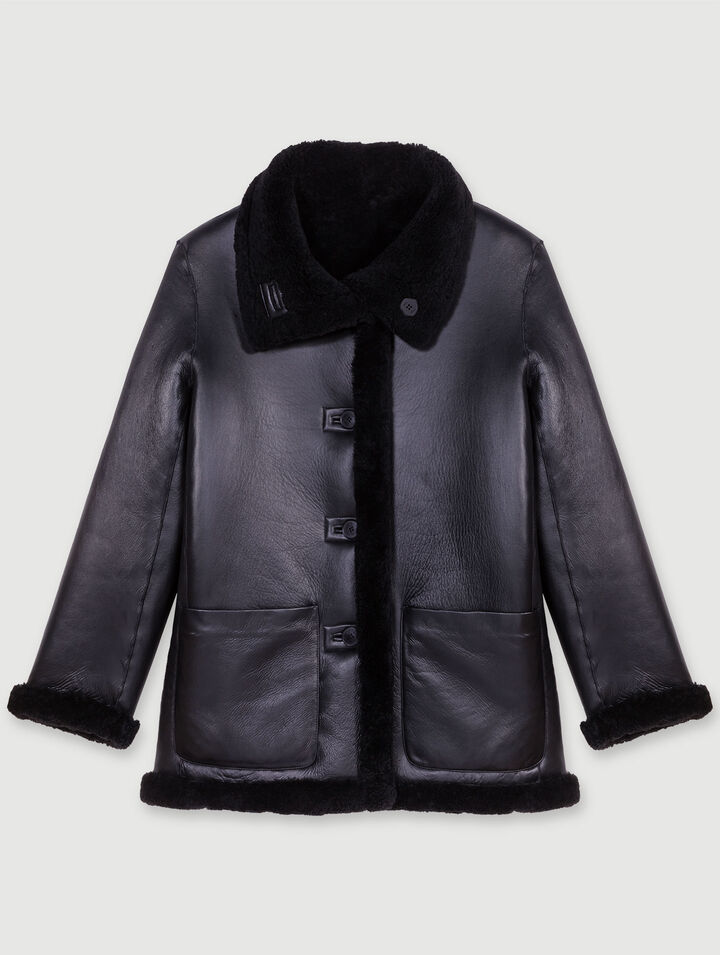 Reversible leather coat