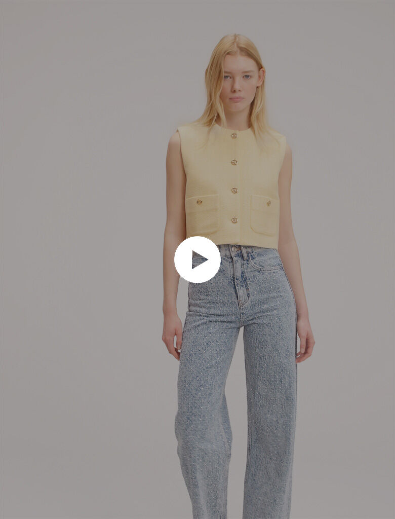 Rhinestone XL jeans - High waist jeans | Maje