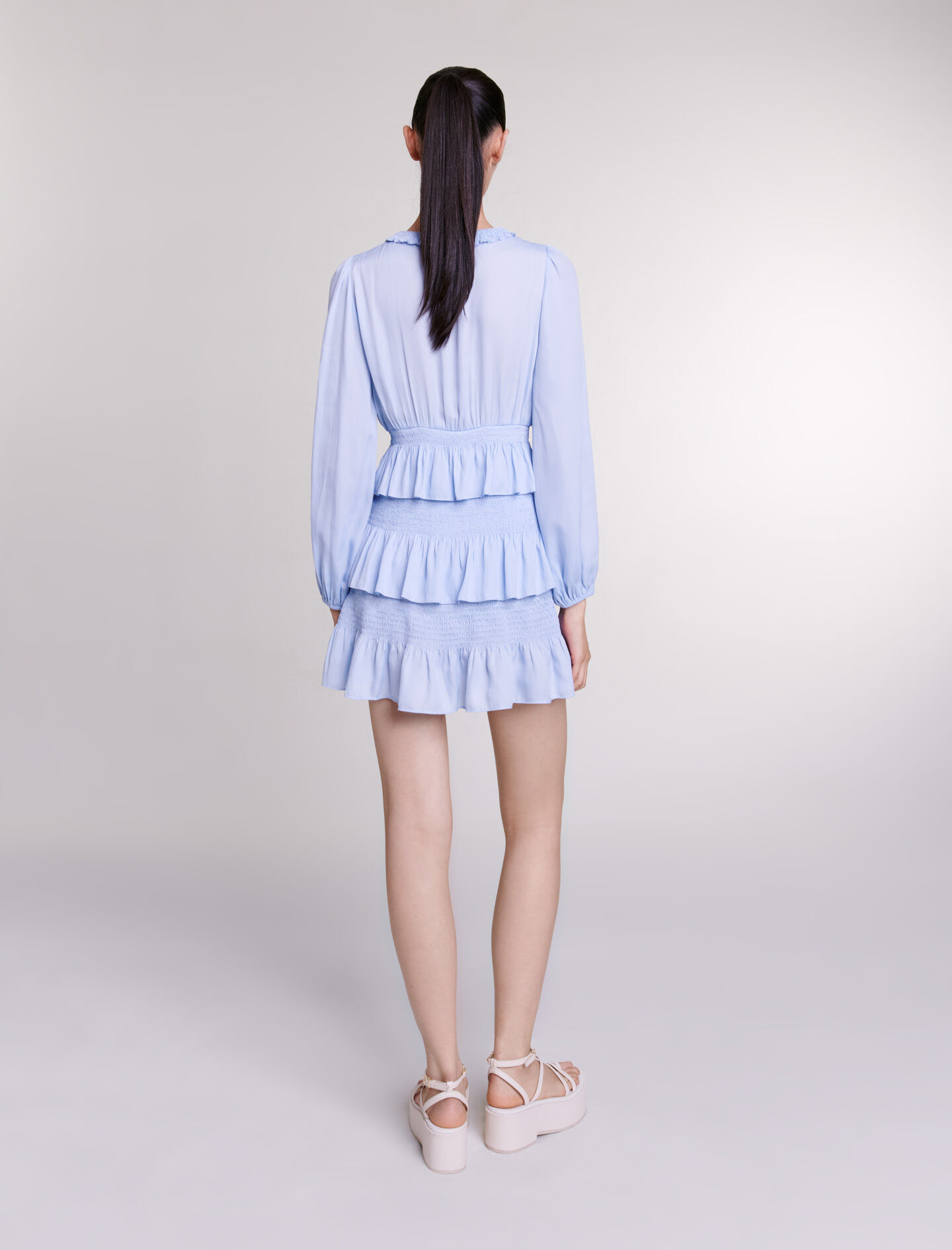 【みいひ】LE'RURE dress (ブルー) Blue ruffled dress