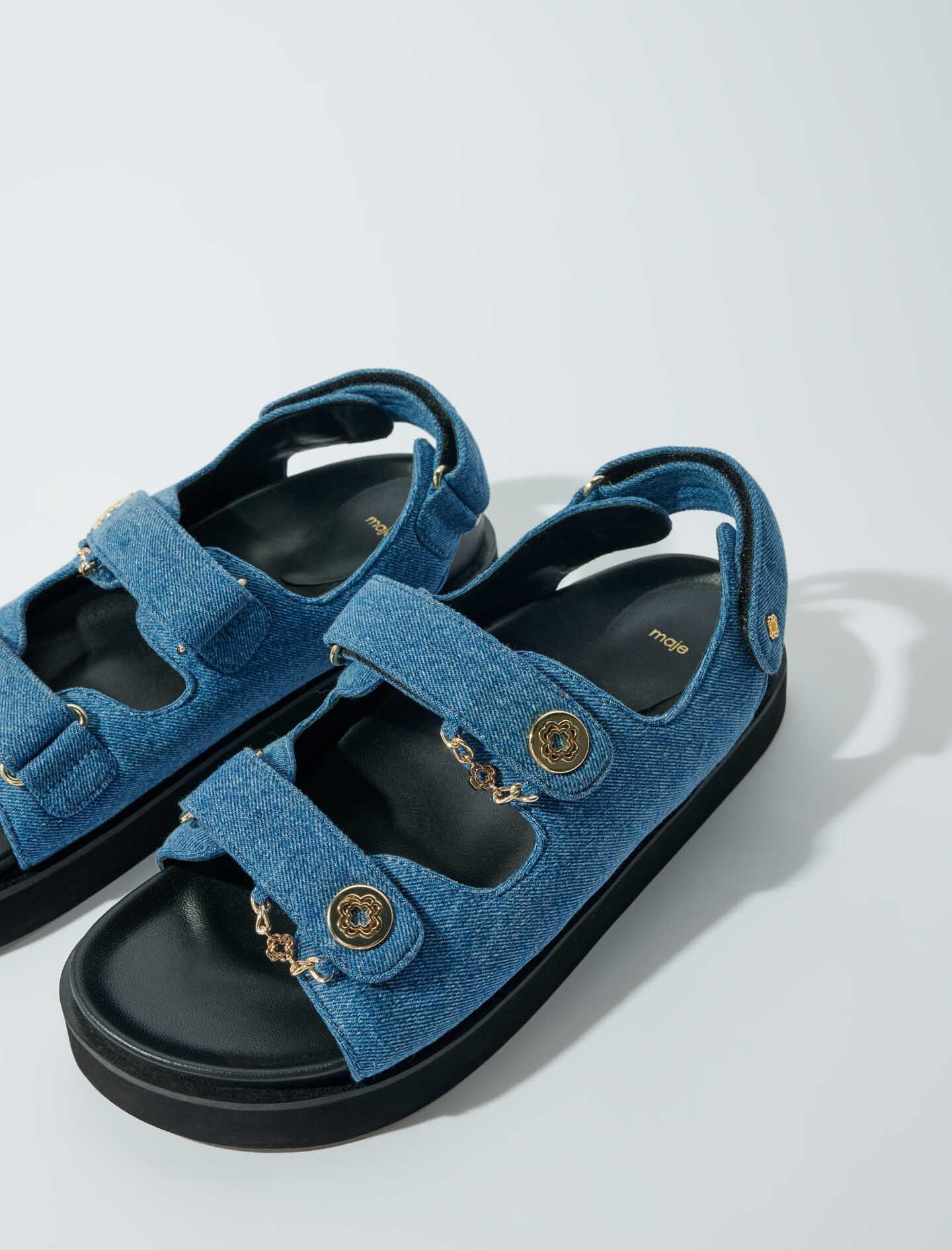 Flat denim sandals