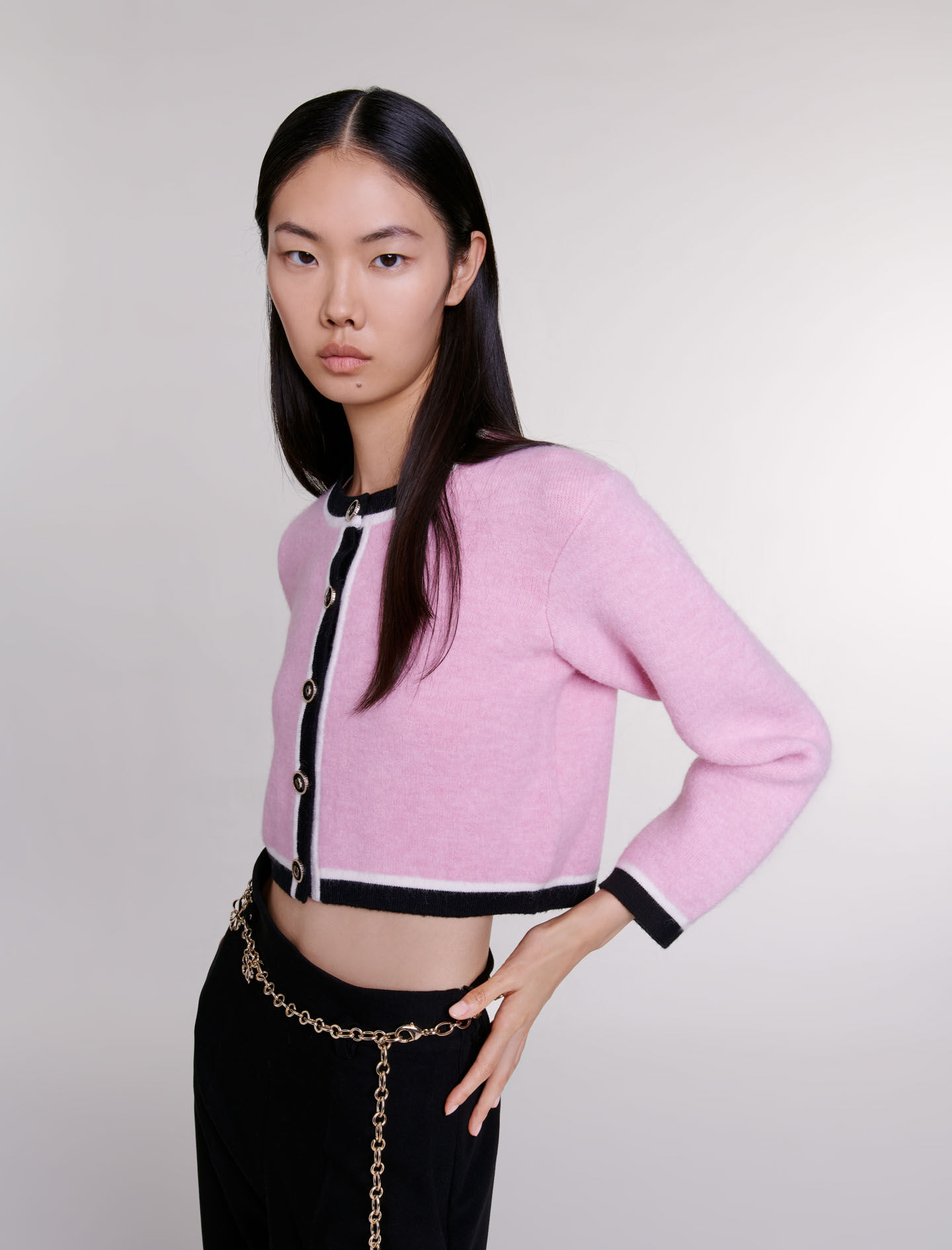 【新品タグつき】ROSY LUCE Cropped Knit Cardigan Cropped all-over rhinestone cardigan girl | Monnalisa United