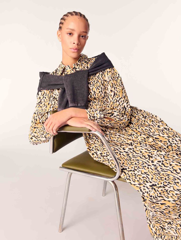 Leopard print midi dress