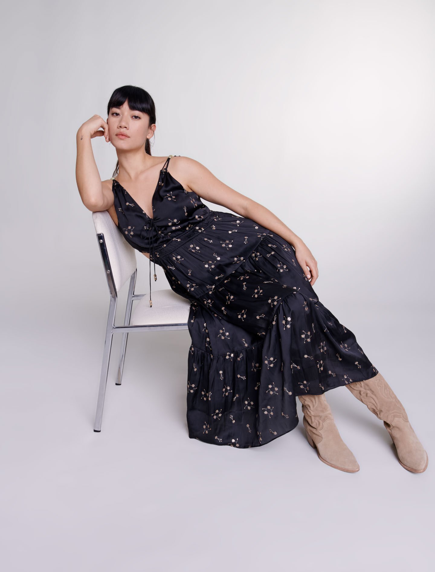 Sequin-embroidered maxi dress