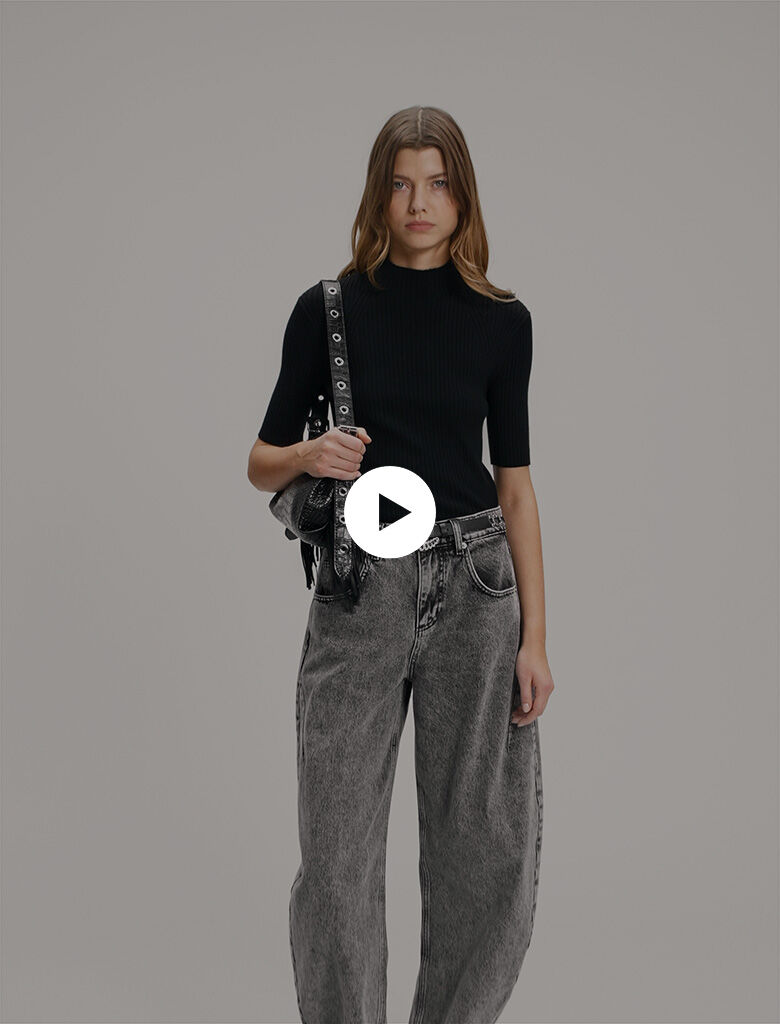 Rib knit top Black / Gray for Women | Maje