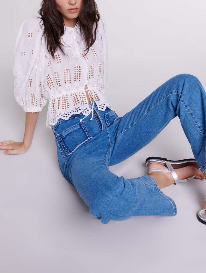 Embroidered ramie blouse