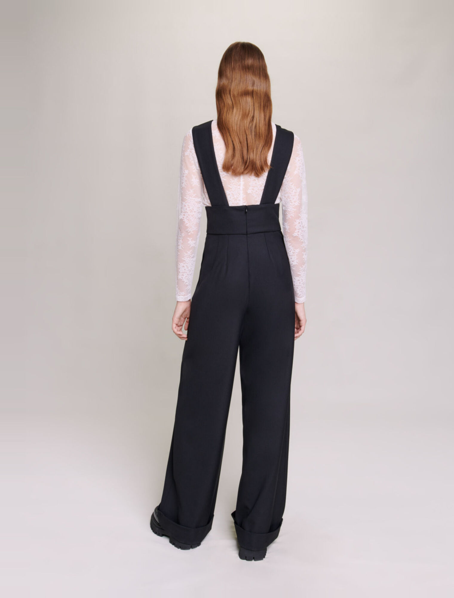 Wide-leg trousers with braces