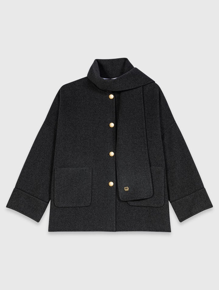 Coat with removable scarf