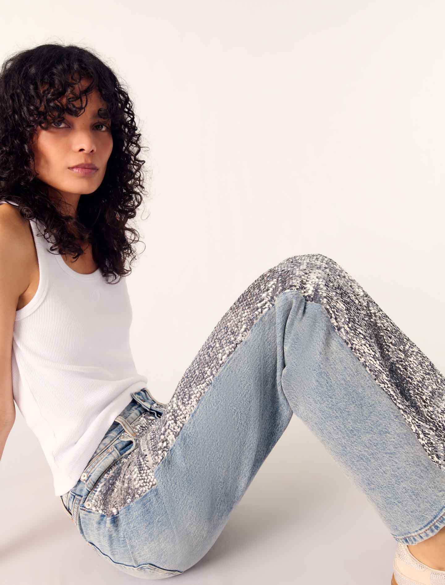 majeページ Sequinned jeans Blue for Women | Maje