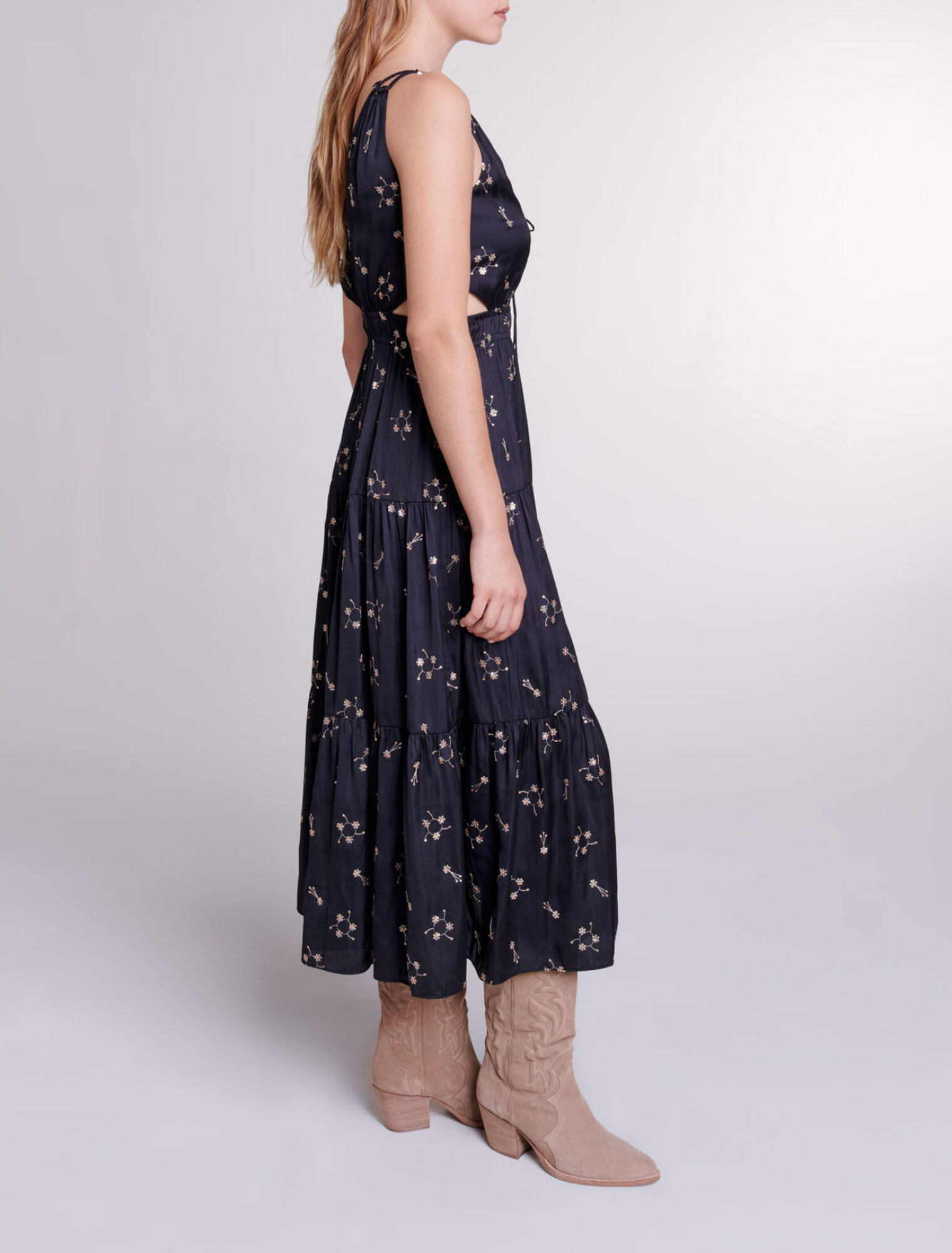 Sequin-embroidered maxi dress