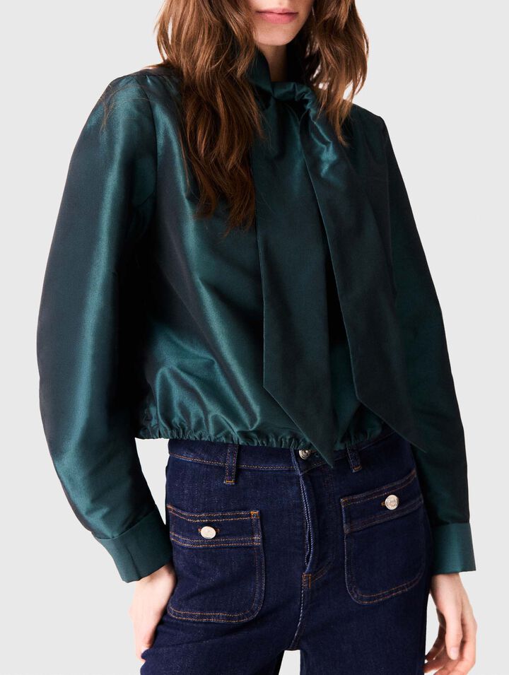 Satin pussy bow shirt