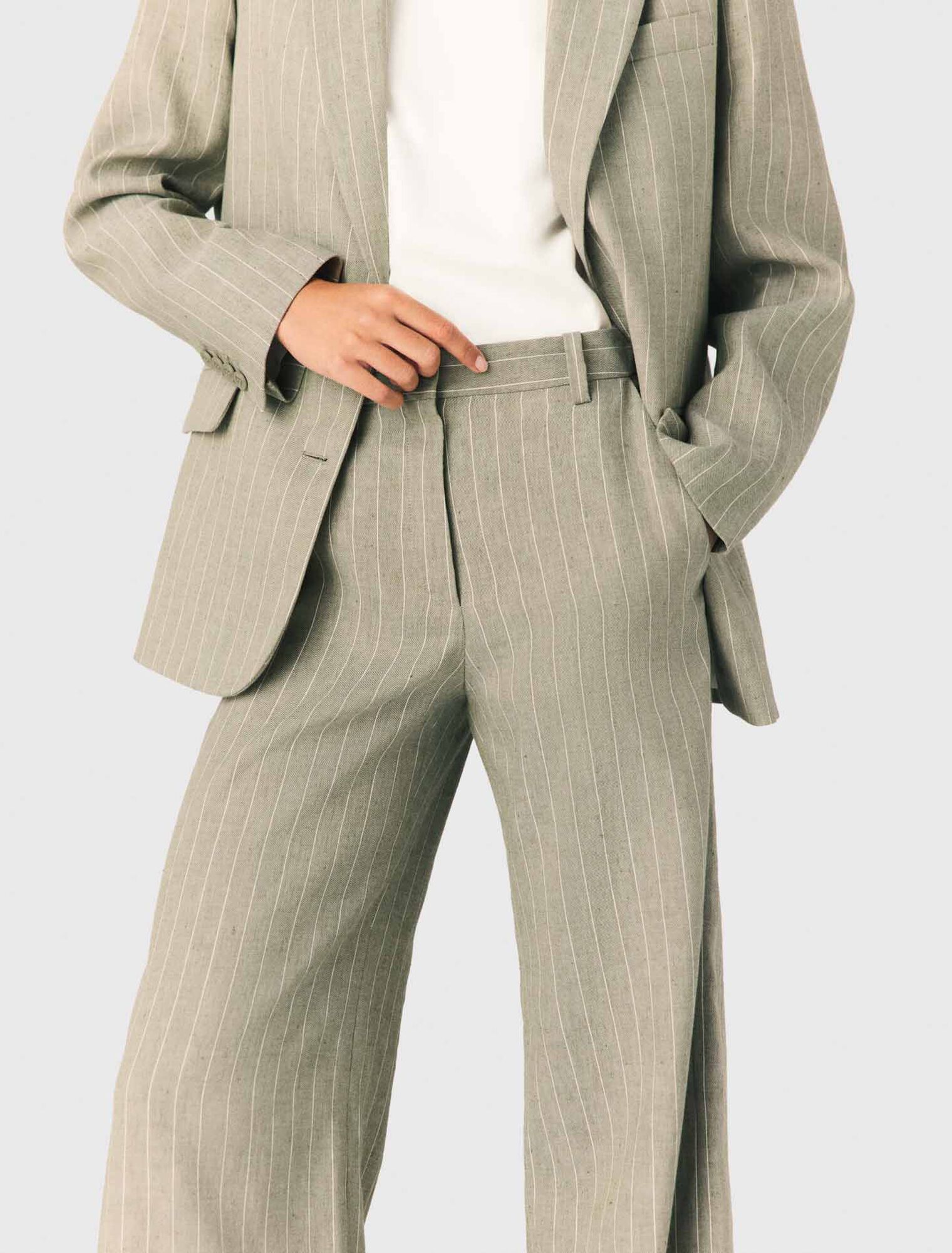 Linen-blend suit trousers