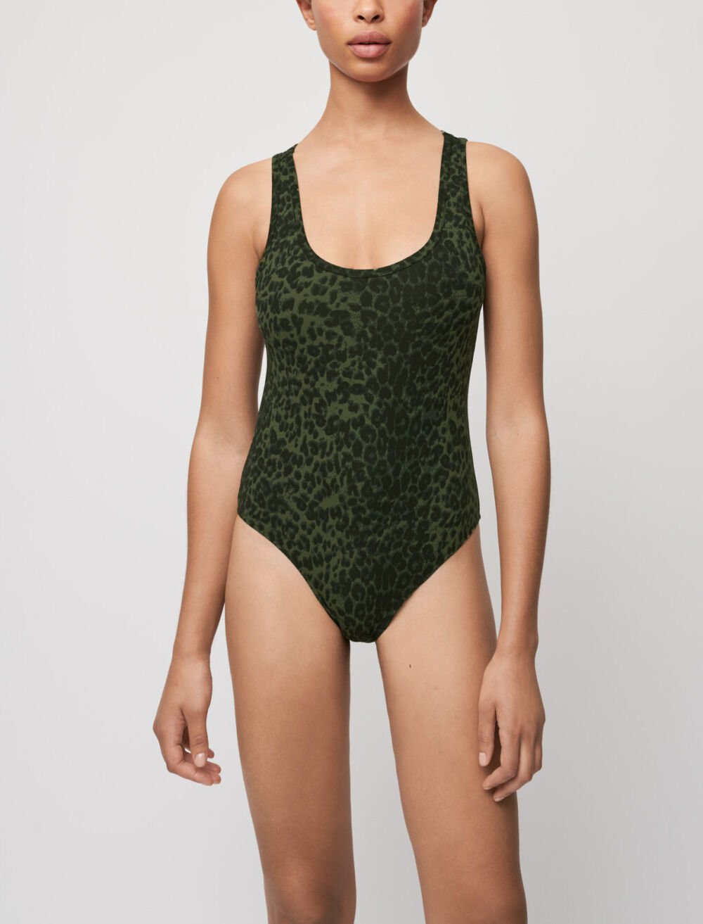 Printed sports bodysuit Green for Women | Maje