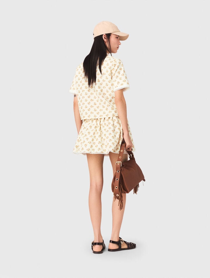 Patterned shirt with croquet trim