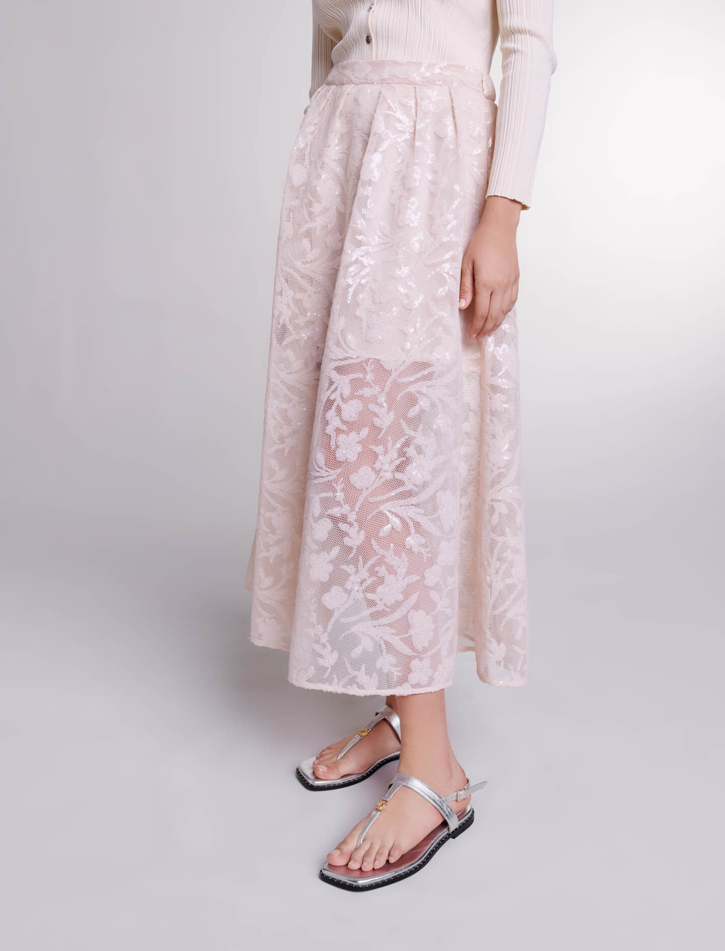 ★MARDI MERCREDI★SEQUIN LAYERED SKIRT★ SEQUIN LAYERED SKIRT LACE_BLACK - MARDI MERCREDI