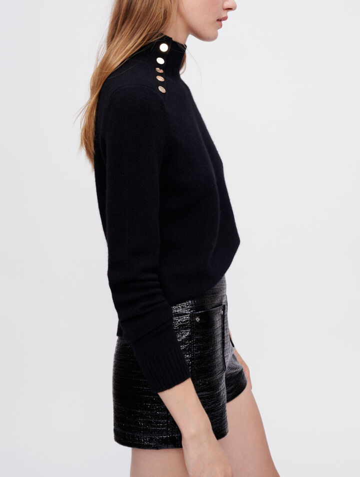 Cashmere sweater with stand-up collar