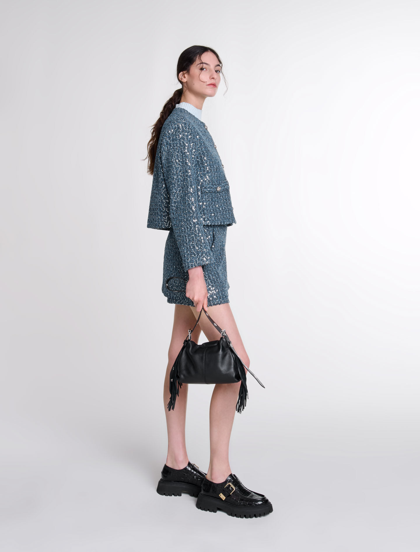 Sequinned tweed jacket - Blazers | Maje