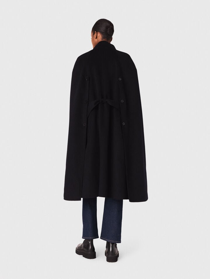 Long double-faced coat with cape