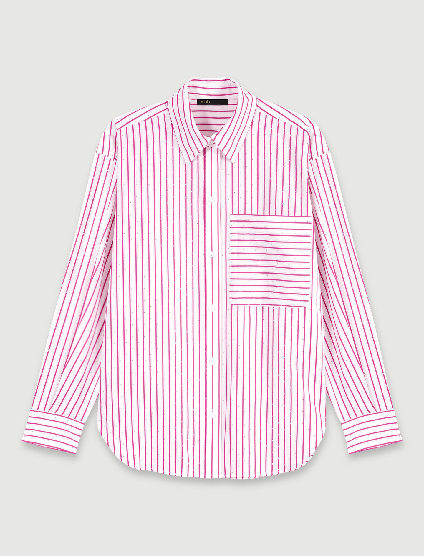 Striped rhinestone shirt - Offline_Tops-Shirts | Maje