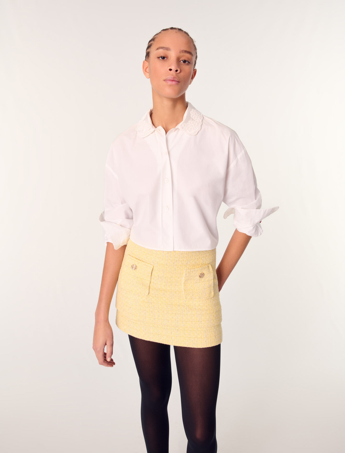 Tweed mini skirt Yellow / Orange for Women | Maje
