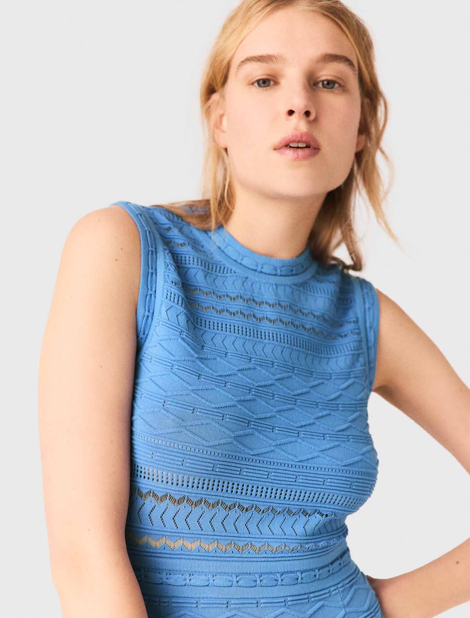 Pointelle knit maxi dress