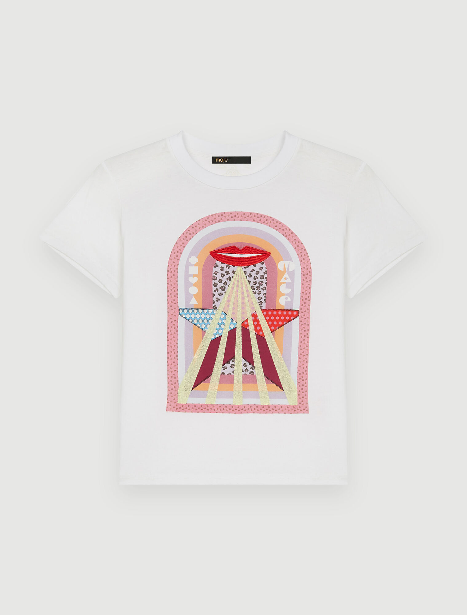 Embroidered silkscreen printed T-shirt