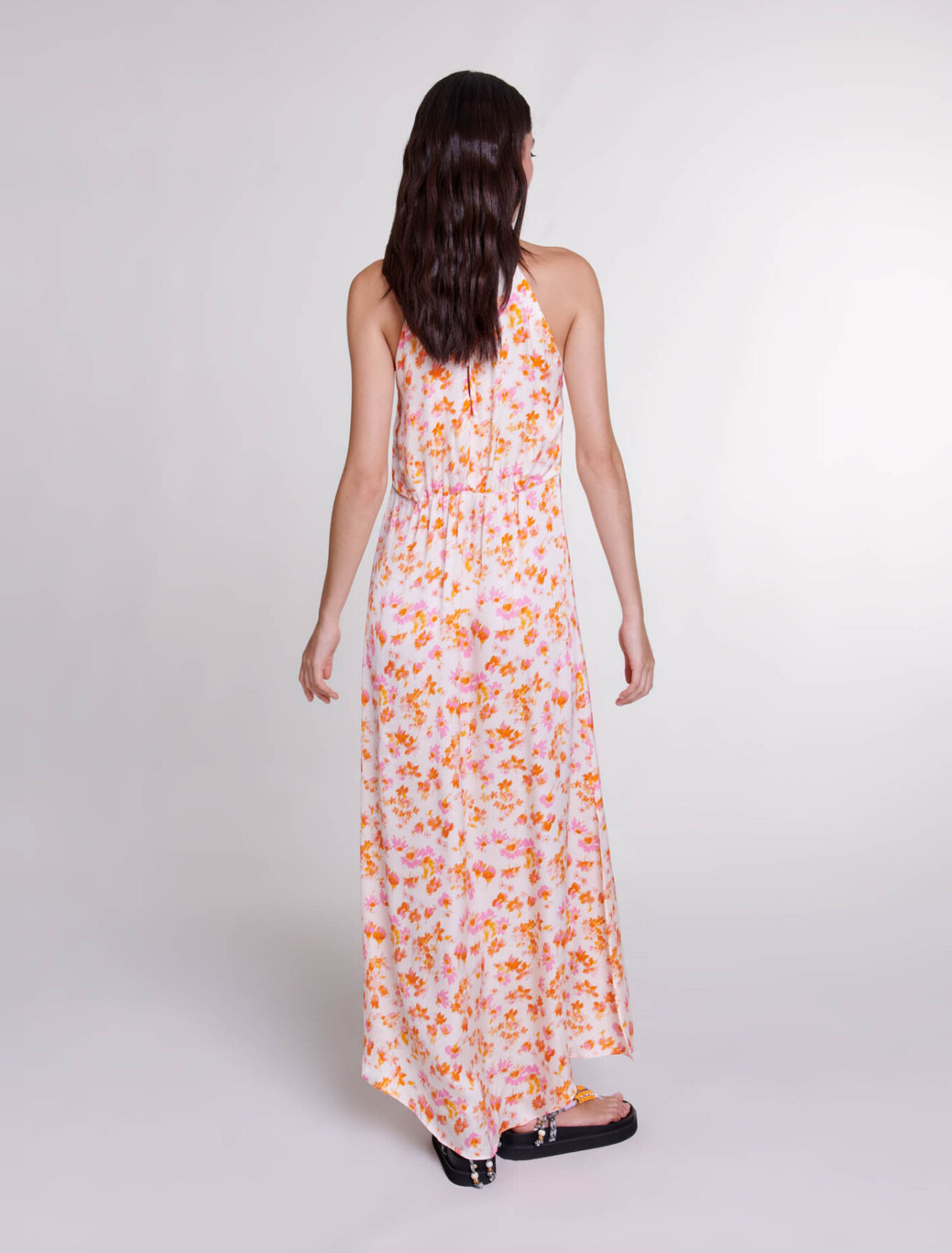 Floral satin-effect maxi dress