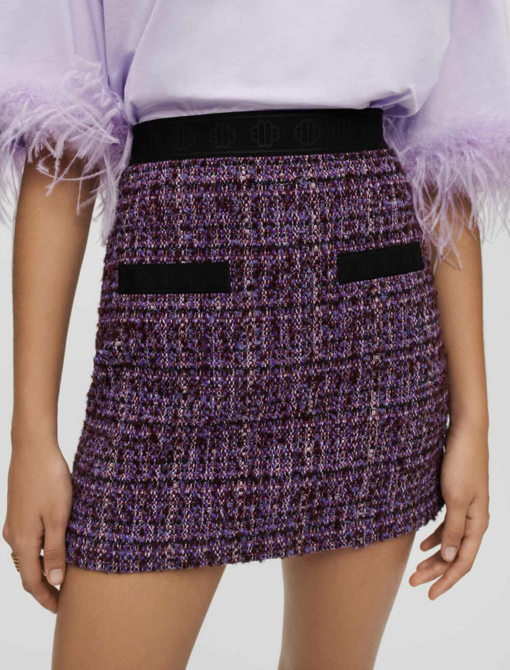 ★MARDI MERCREDI★TWEED A LINE SKIRT_PURPLE★ A-line Tweed Skirt For Women | Factory