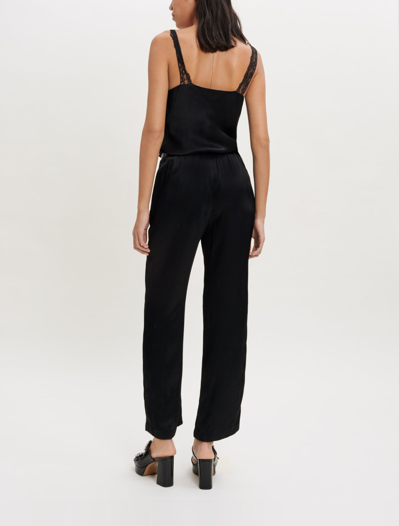 Satin jumpsuit with straps