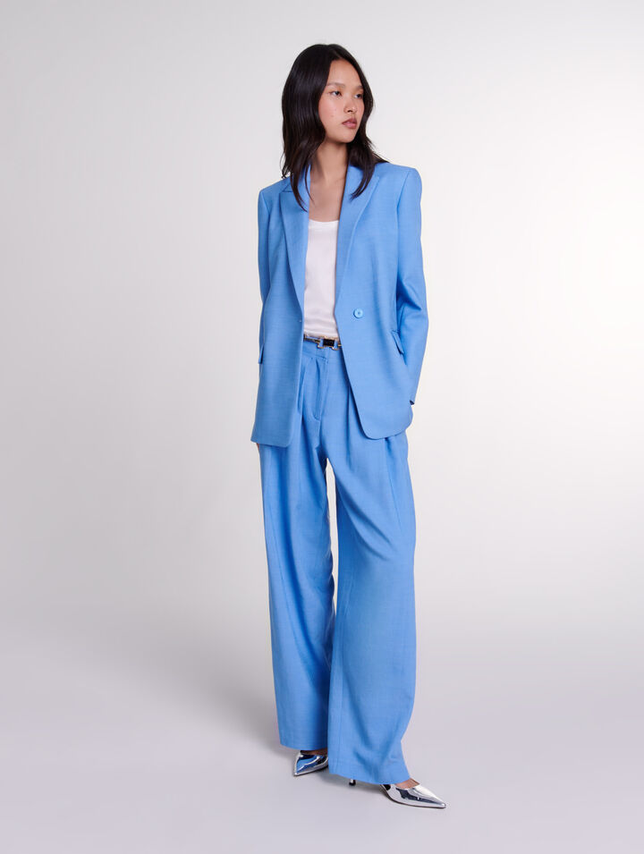 Wide-leg suit trousers with pleats 