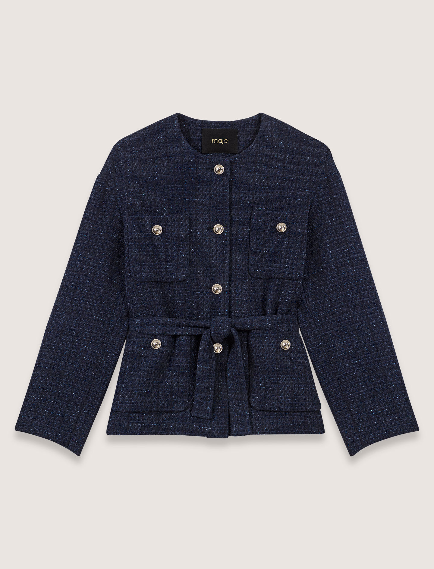 4-pocket tweed jacket Blue for Women | Maje