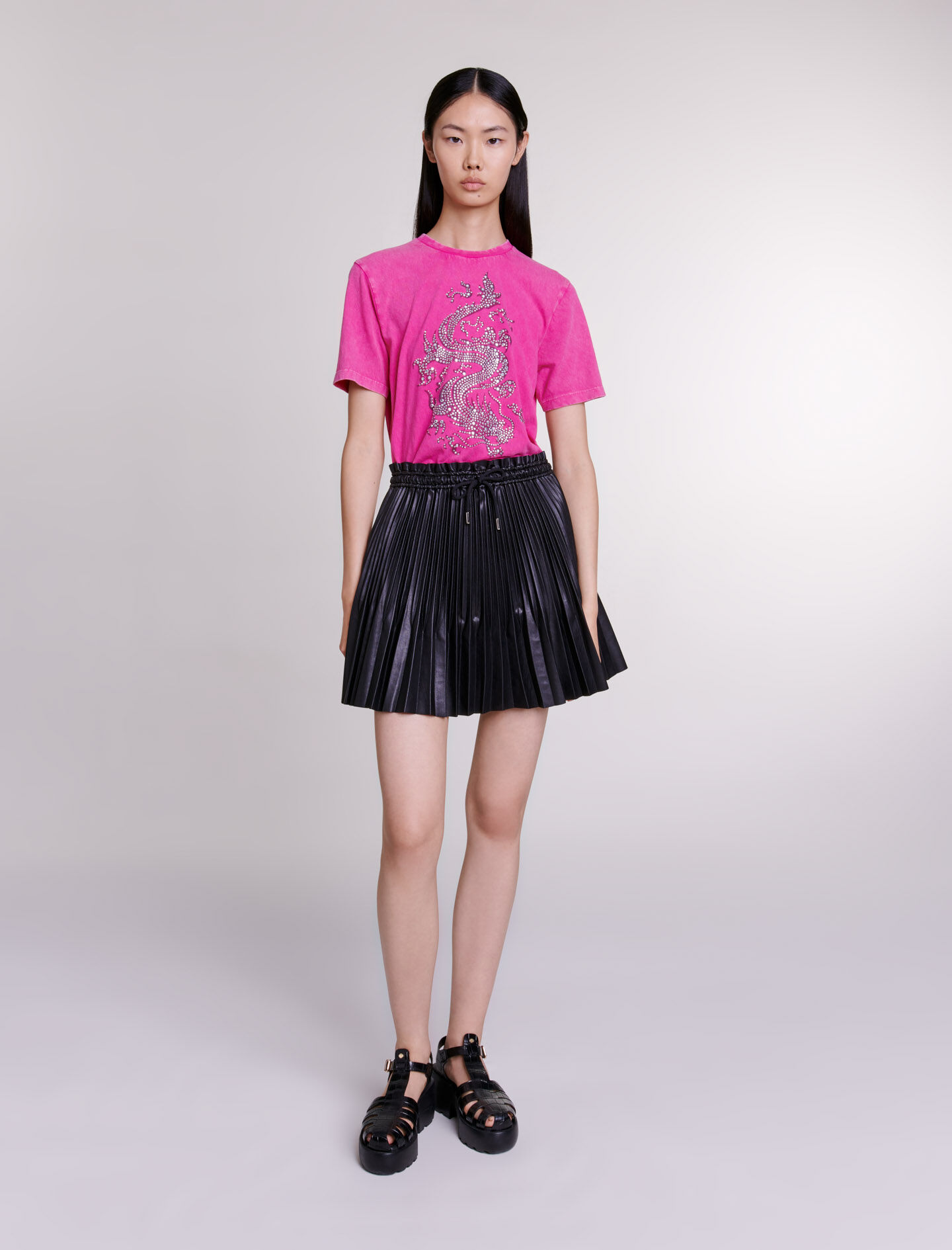 Rhinestone T-shirt Pink for Women | Maje