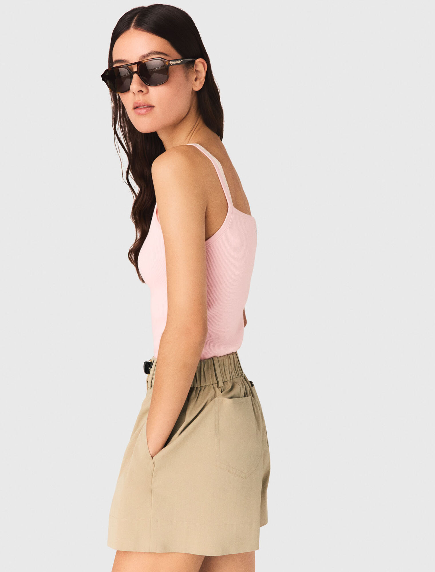 High straight-neck top