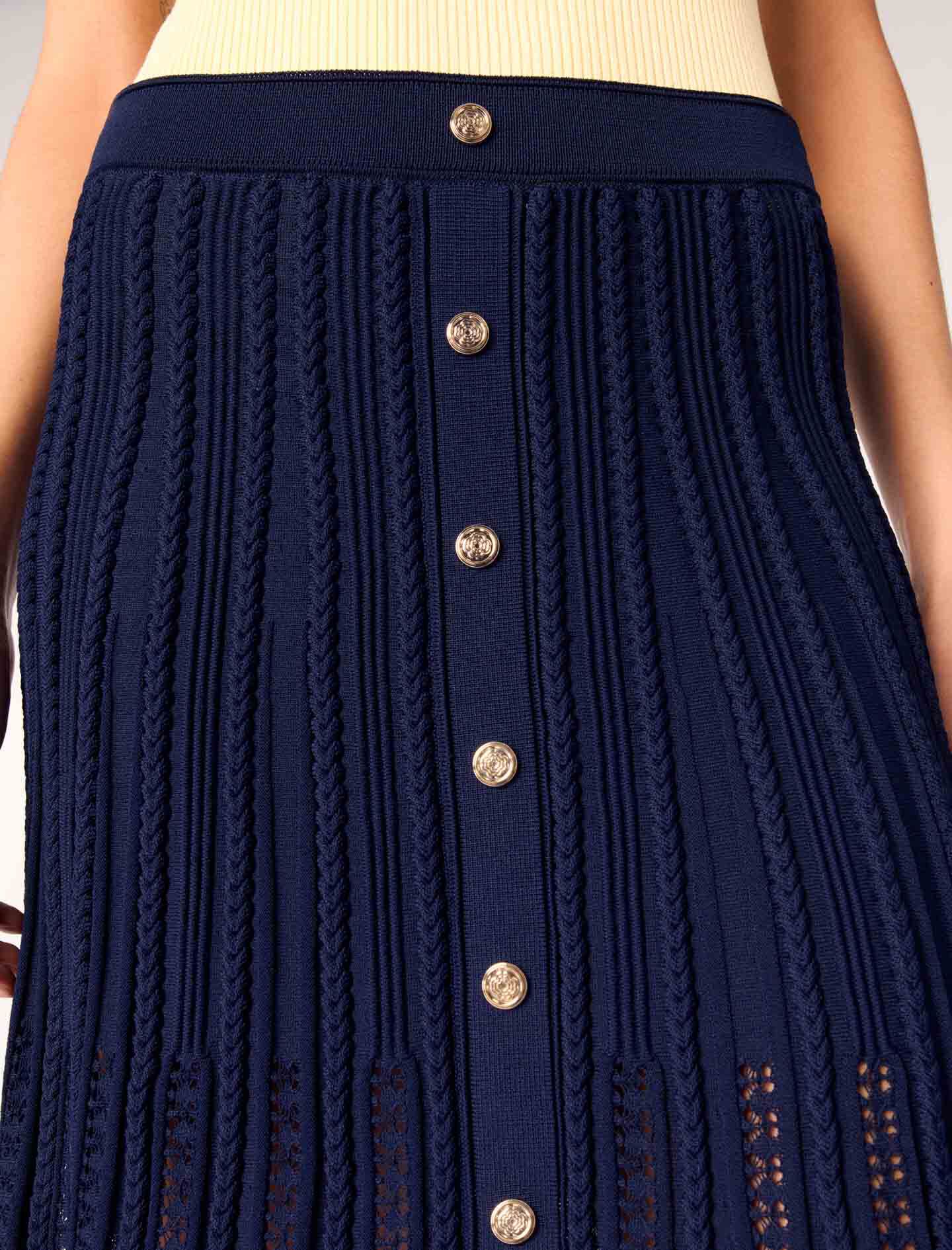 bluelea Jacquard skirt ブラック　36 Woven knit short skirt Blue for Women | Maje