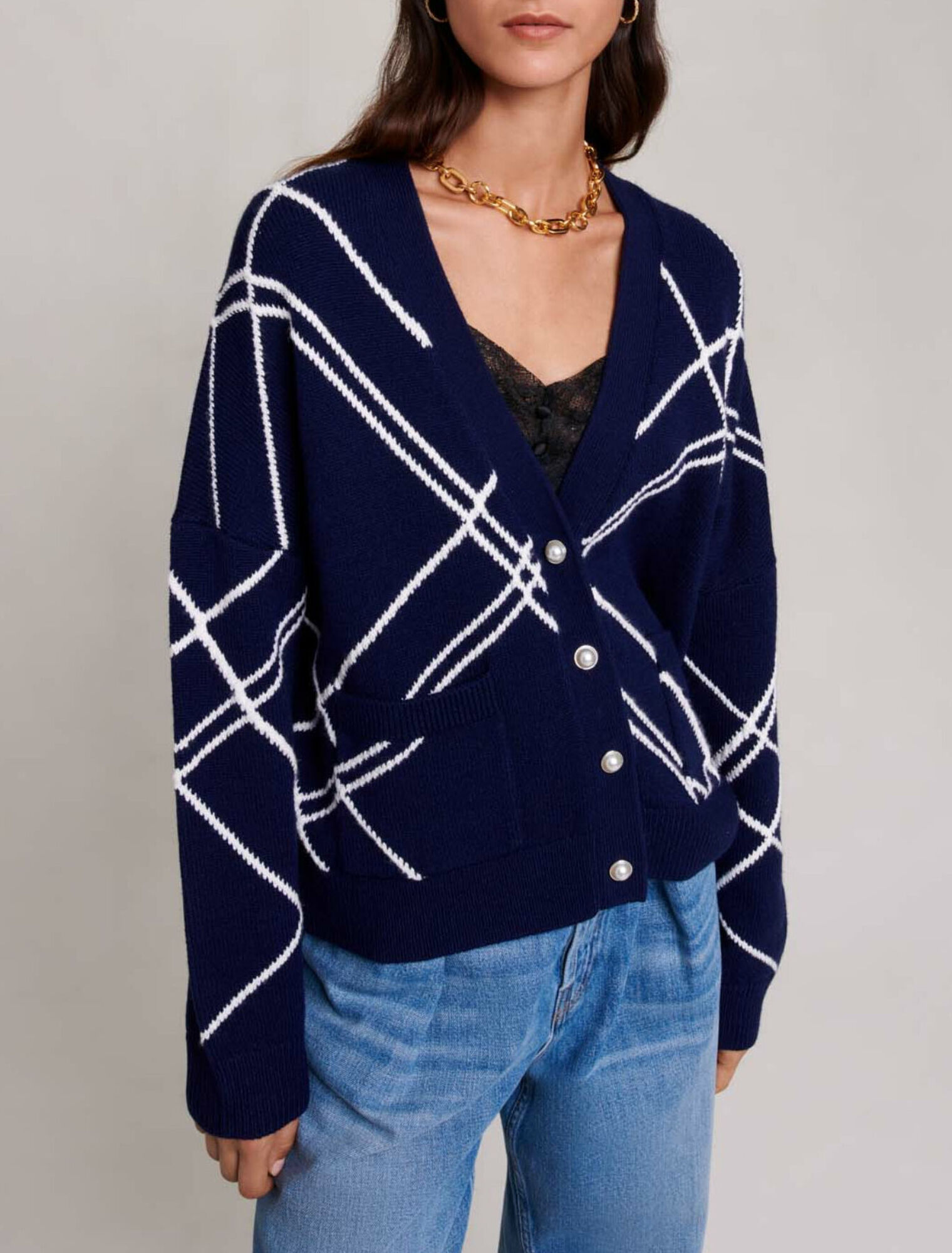 Striped knit cardigan