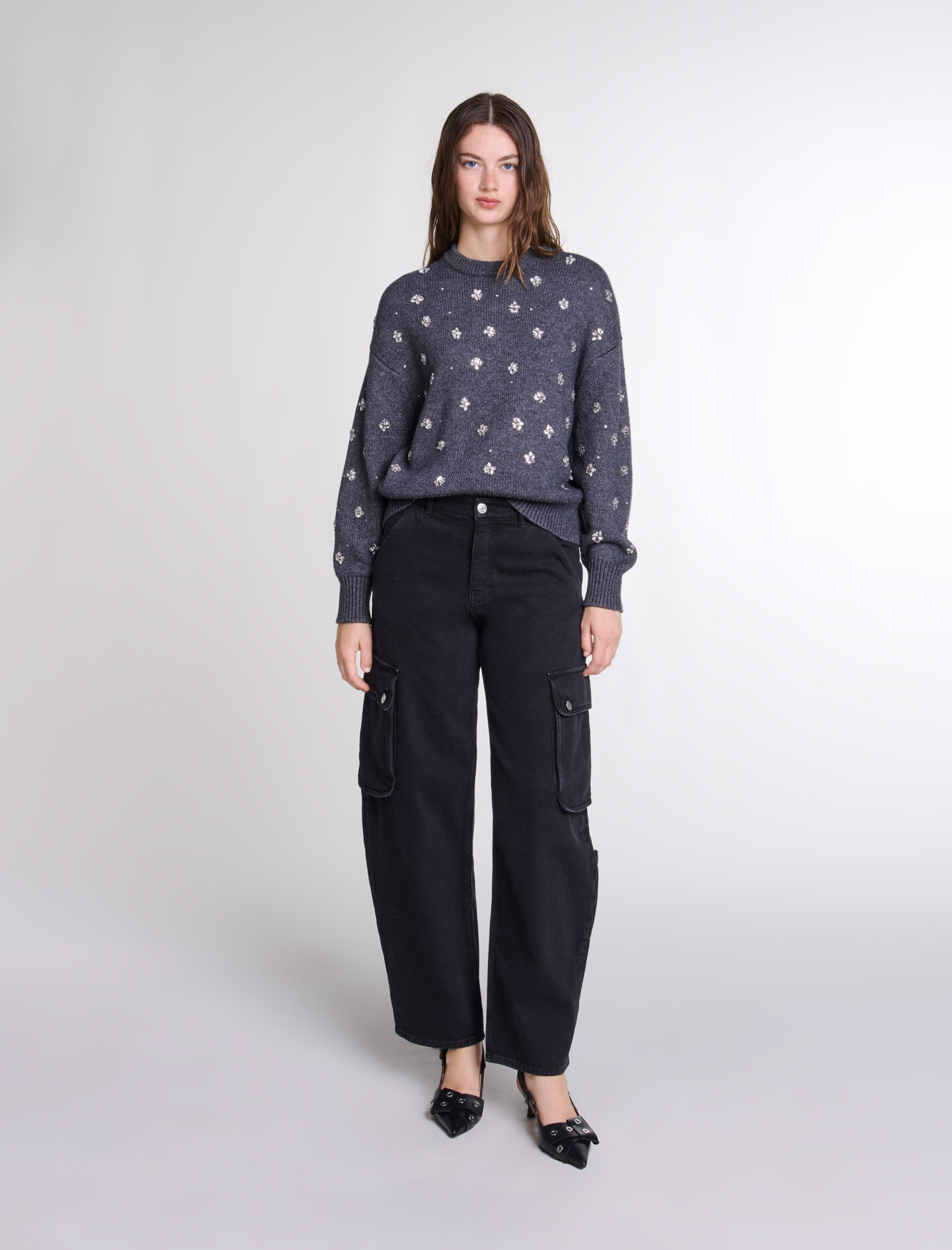 Knitted jumper with rhinestones Pullovers Maje