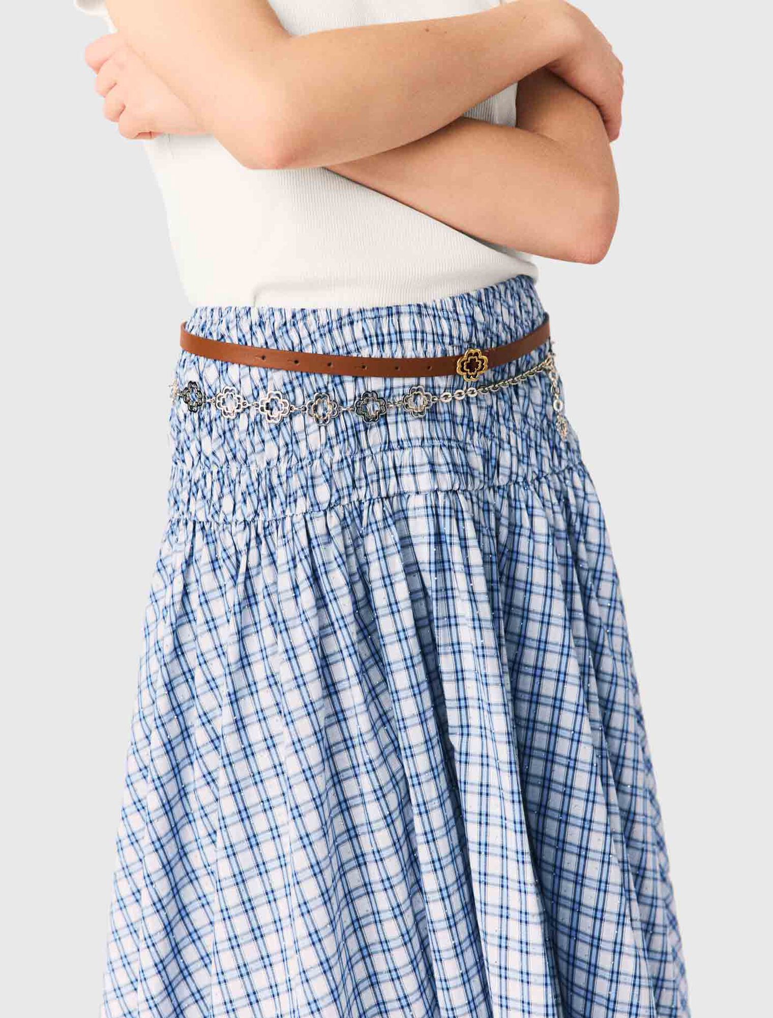 Rhinestone cotton maxi skirt