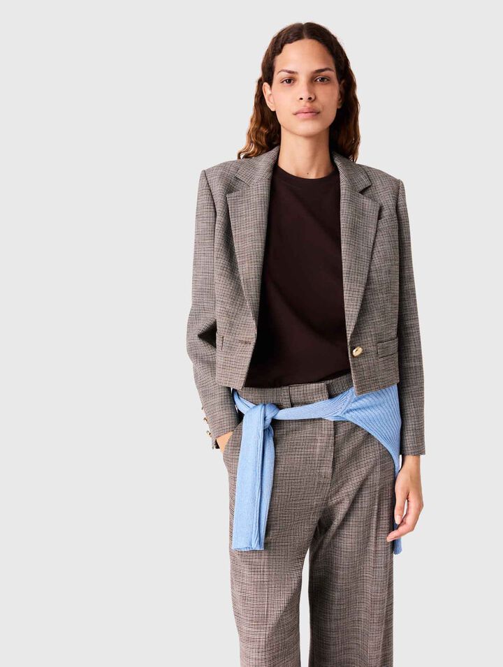 Short checked suit jacket