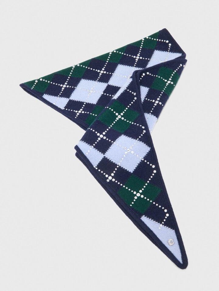 Wool argyle triangle scarf