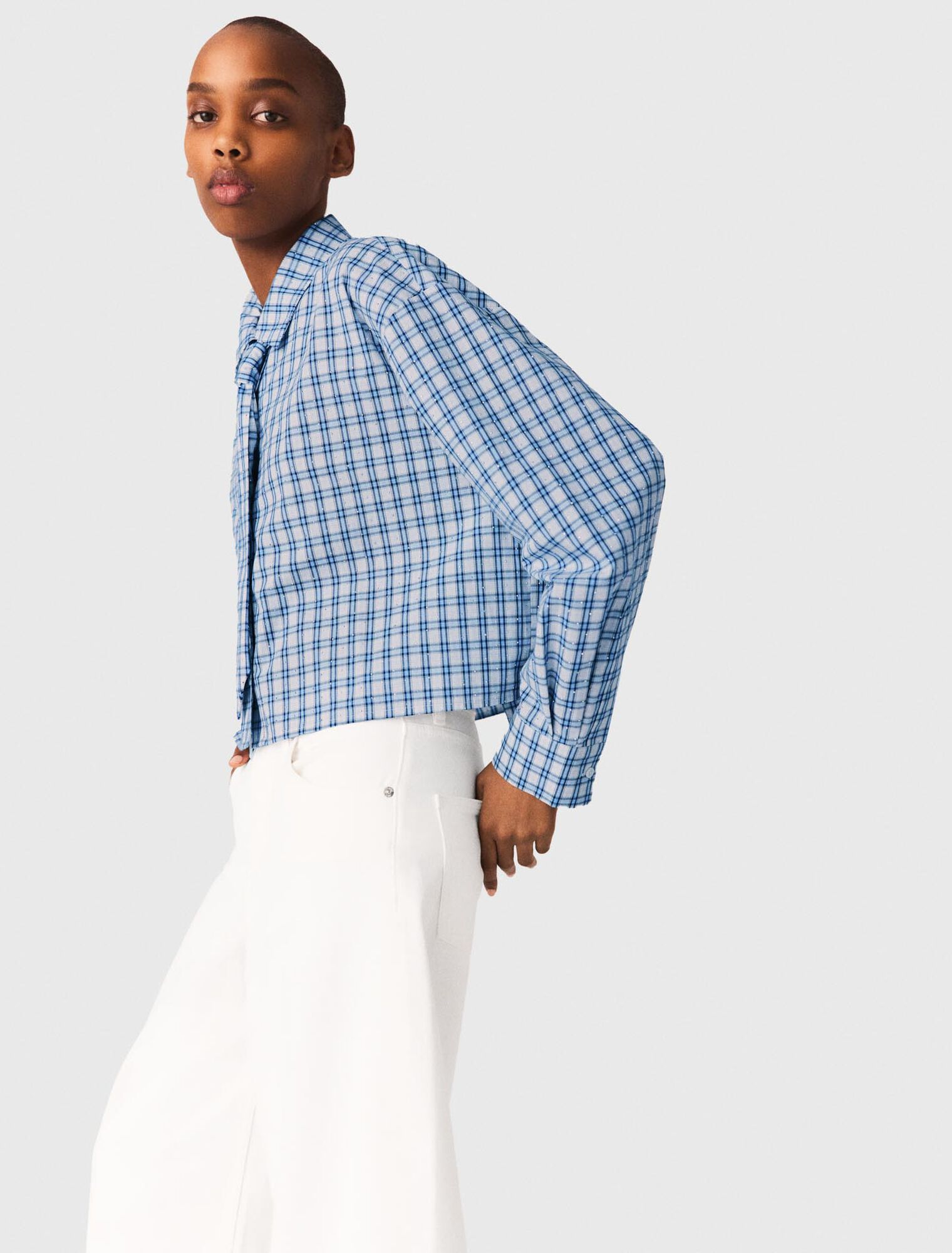 Rhinestone shirt with removable tie