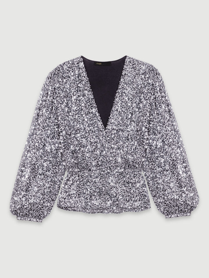 Smocked sequin top