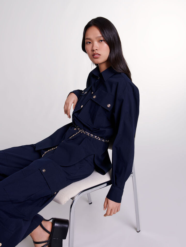 Belted long shirt 