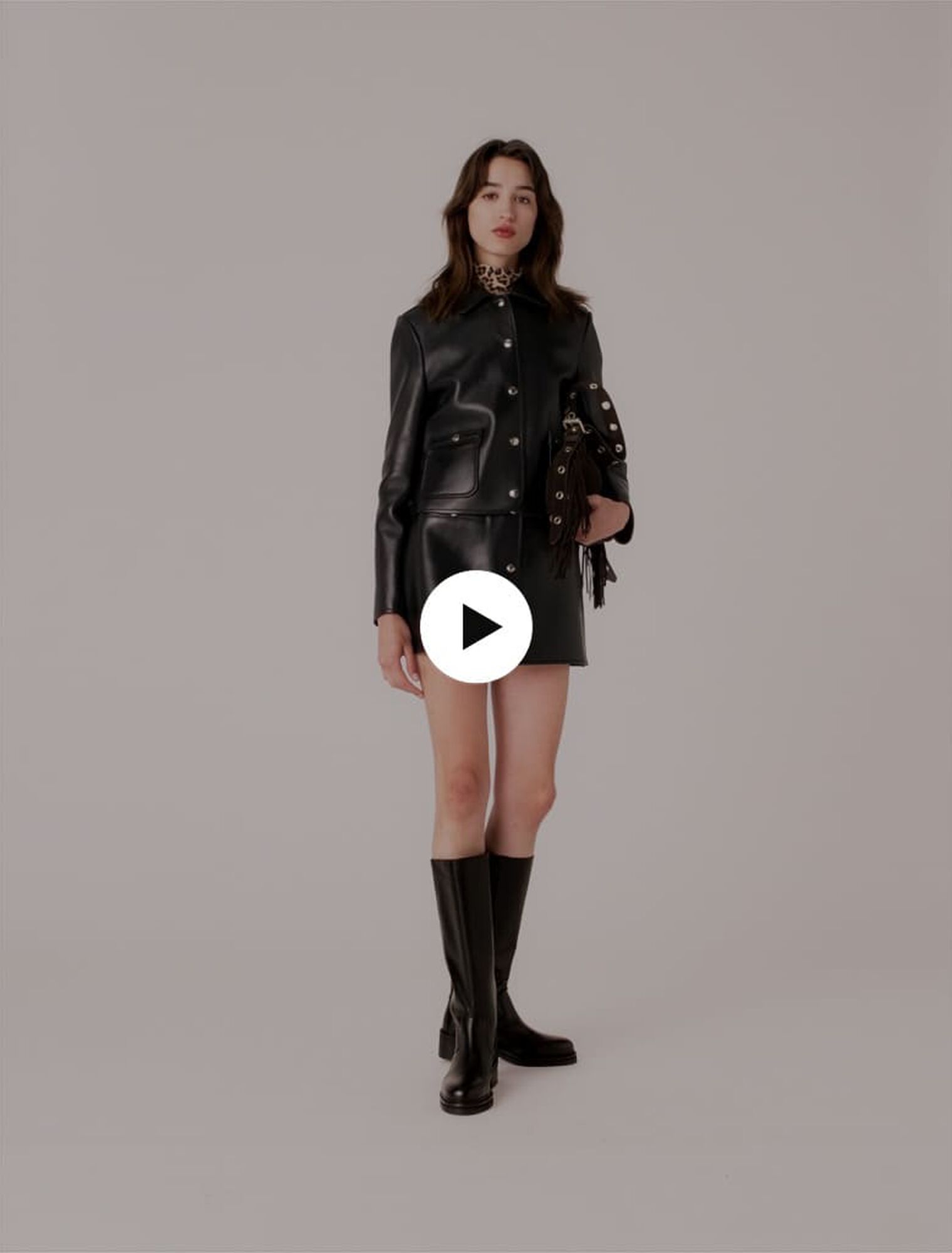 Cropped leather jacket